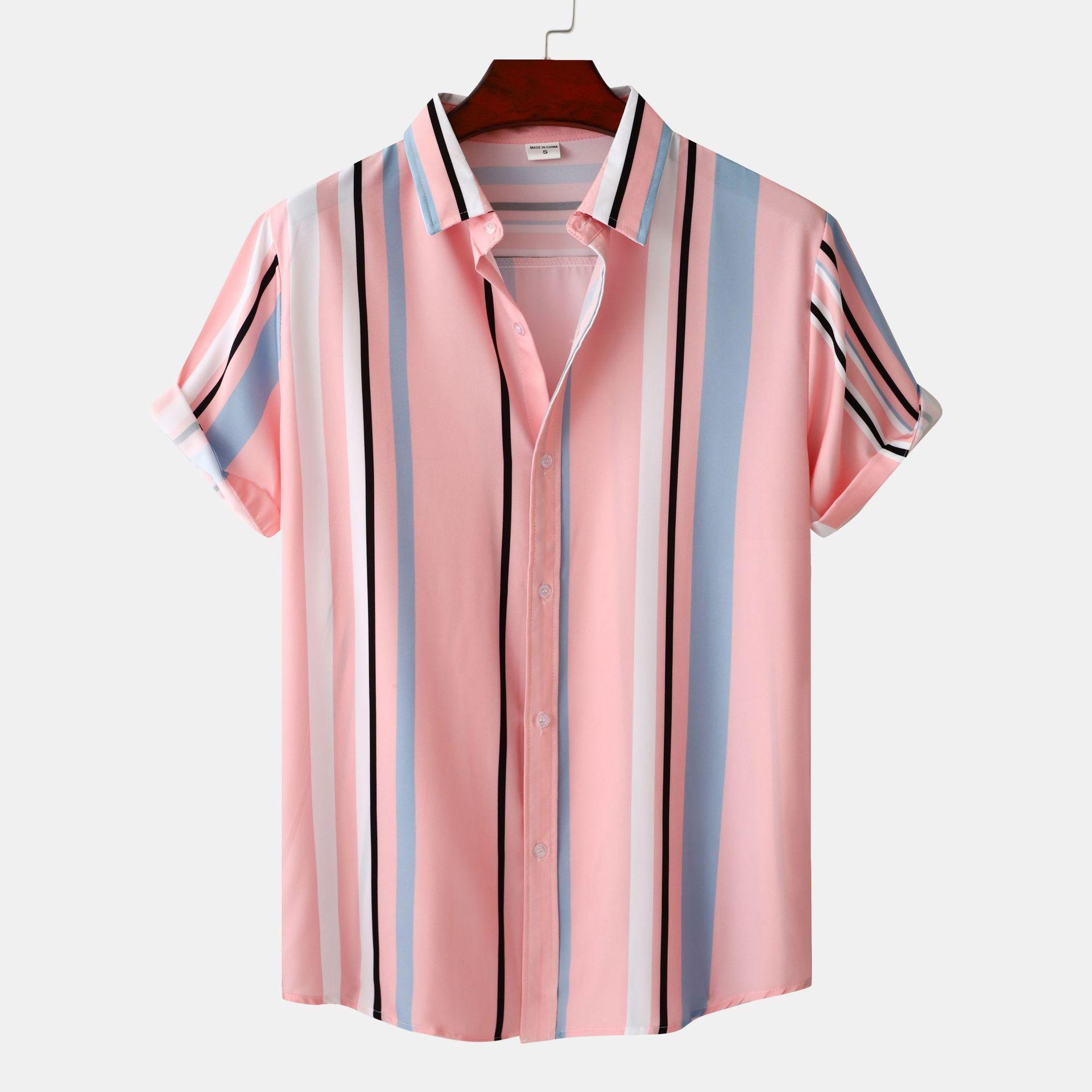 Men S Short Sleeve Floral Print Casual Loose Fit Shirt M