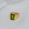 Natural Green Peridot  925 Sterling Silver  Gemstone 14K Yellow Gold Fill Ring Jewelry