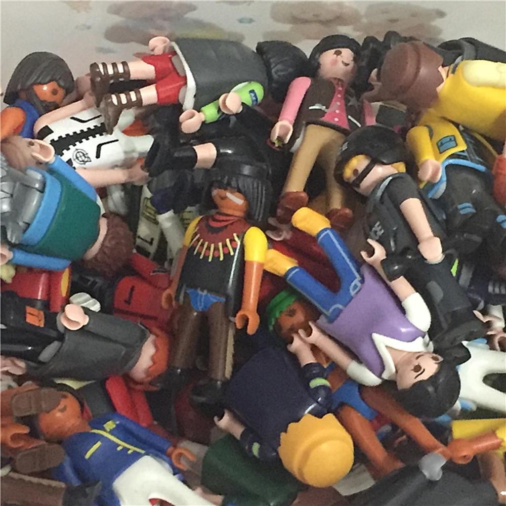 1PC Playmobil Figuras Fille Enfant Mini Action Figure Toys 3CM 5CM 7CM Playmobil Knights Soldiers Military Figures Randomly Toys