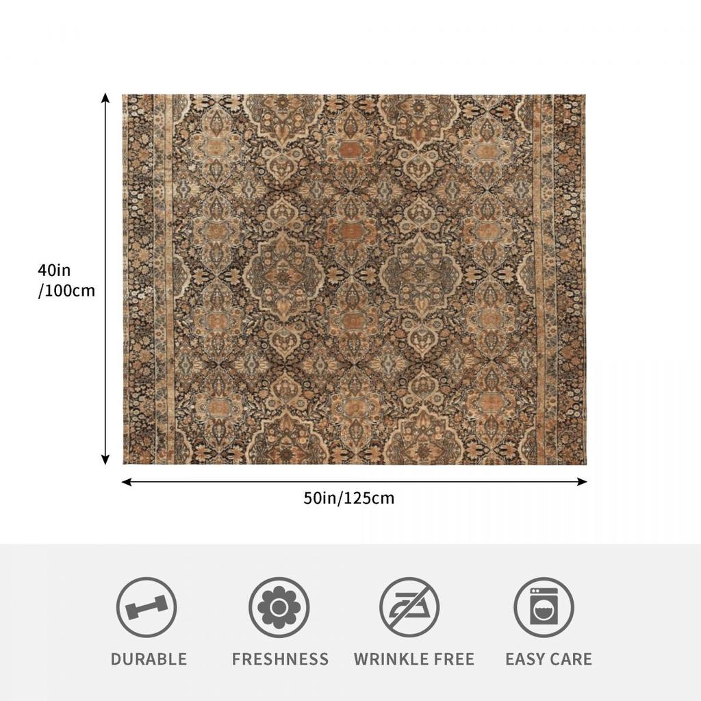 Antique Persian Kirman Rug Print Throw Blanket Luxury St Plush Decorative Sofa Wednesday Decorative Beds Camping Blankets