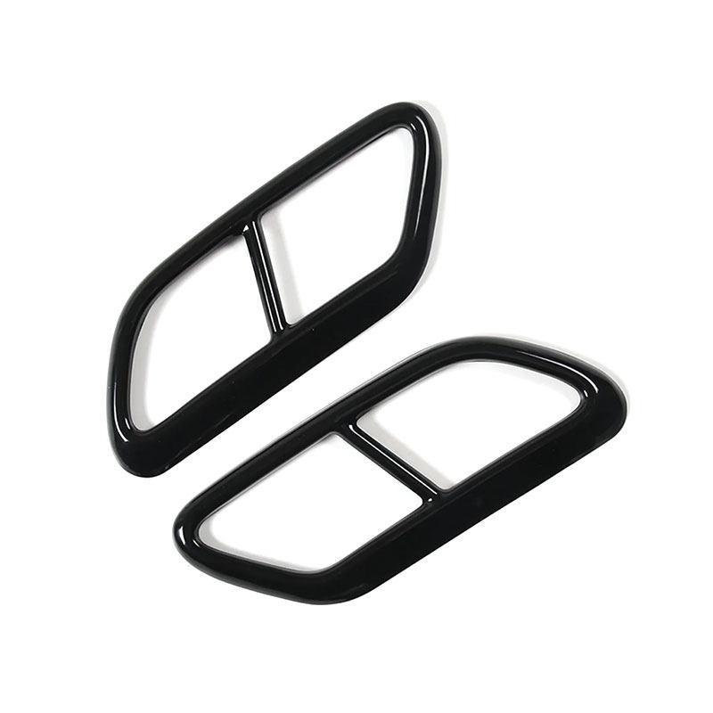 Car Muffler Exhaust Pipe Tail Cover Trim Stainless Steel 2pcs Glossy Black For Volvo S60 S90 V90 2016 2017 2018