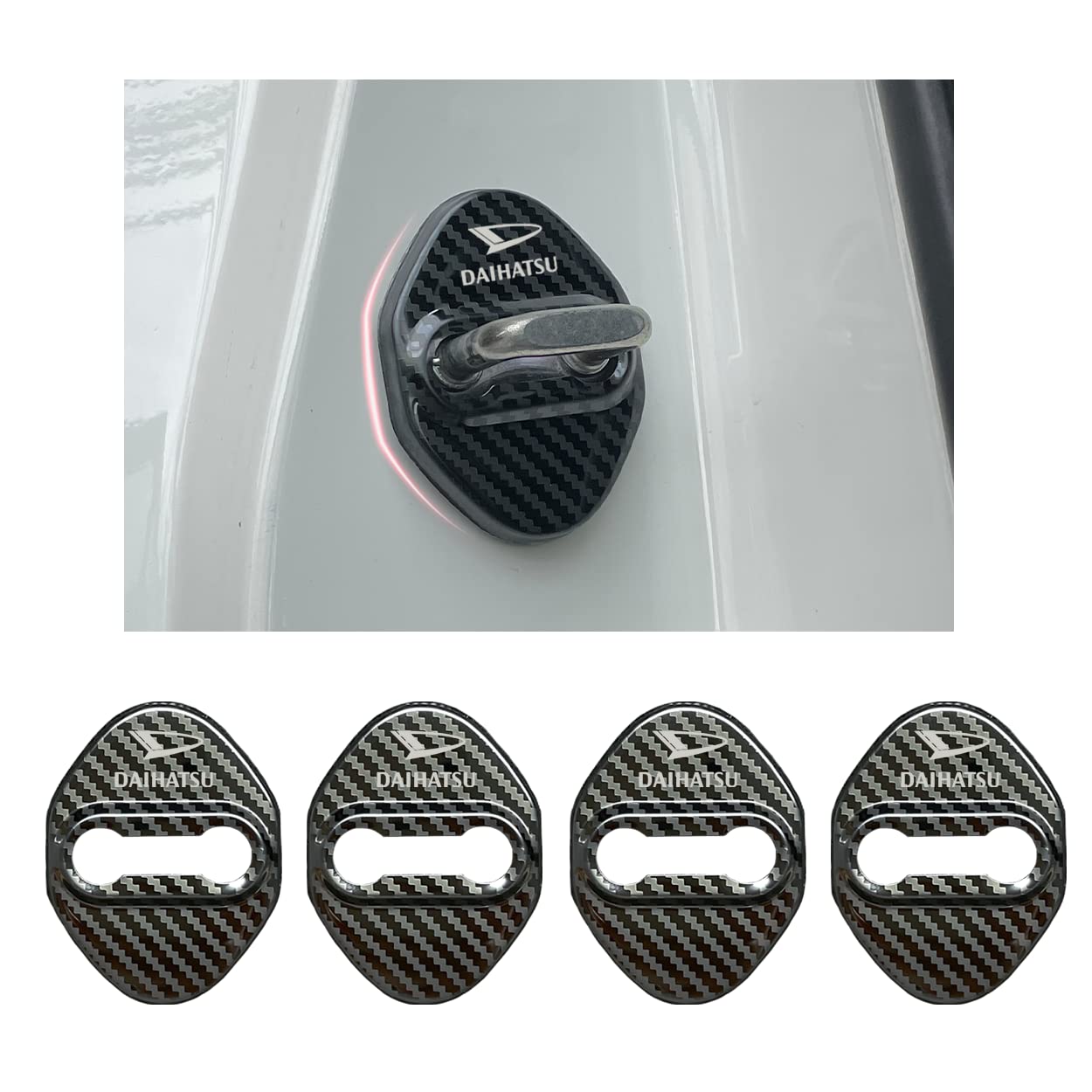 

Haoshilianfa Совместимо для Daihatsu Накладка на дверной фиксатор Накладка на дверной замок Нержавеющая сталь Легкая установка Металлический Набор из 4 штук Daihatsu DAIHATSU