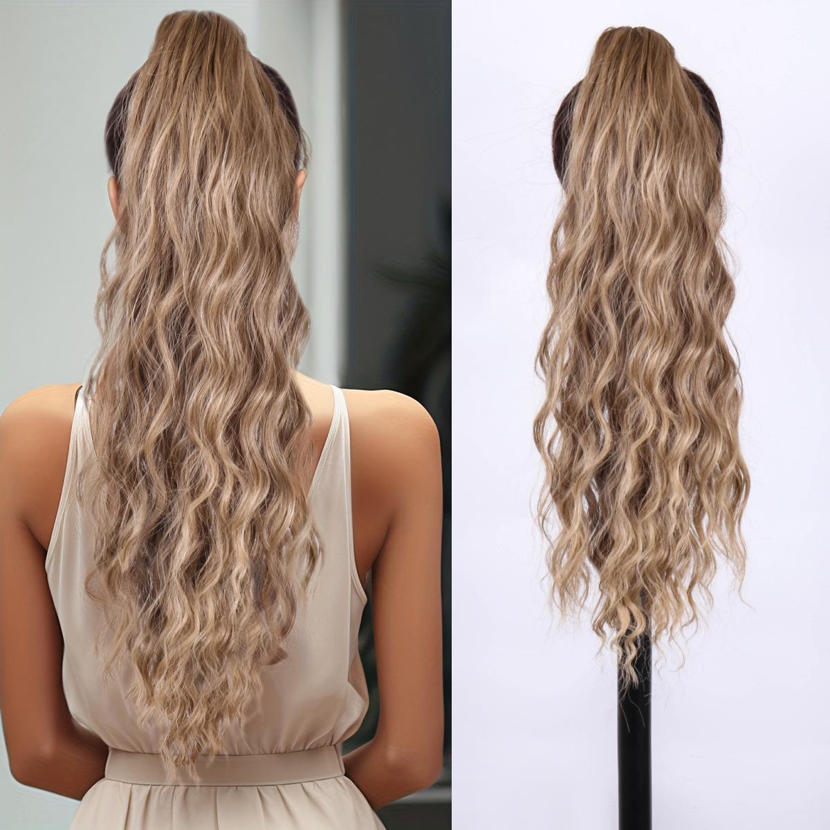 Women s Water Wave Braided Ponytail Wig, Drawstring Long Curly Hair, Lolita Style Fake Ponytail разноцветный