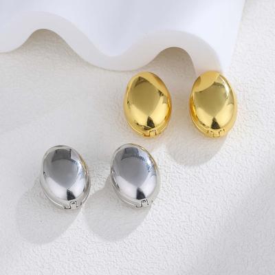 French Retro Gold Eggshell Earrings Are Cold, Simple And Fashionable, High-End Water Droplets, Exquisite Oval Earrings.