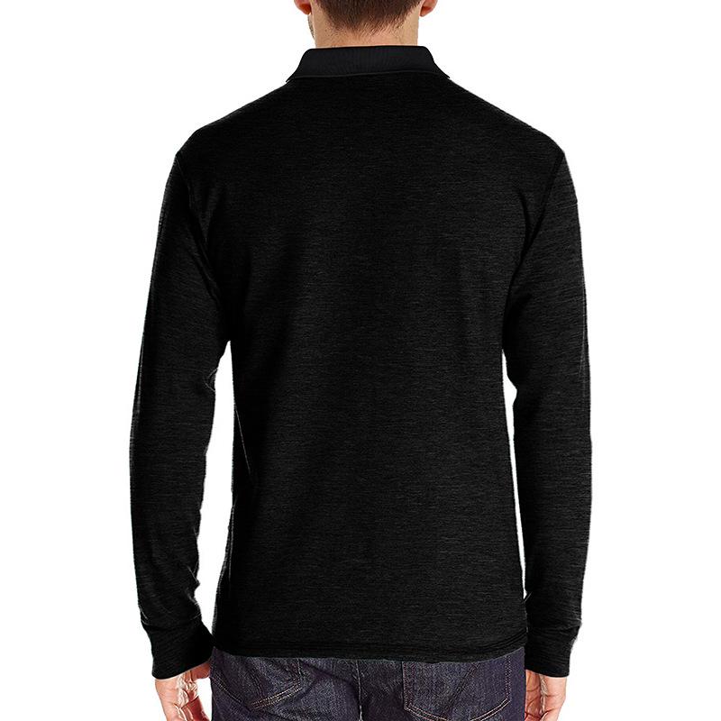 Men's European & American Long Sleeve Polo Shirt - Turn-Down Collar, Autumn/Winter Base Layer