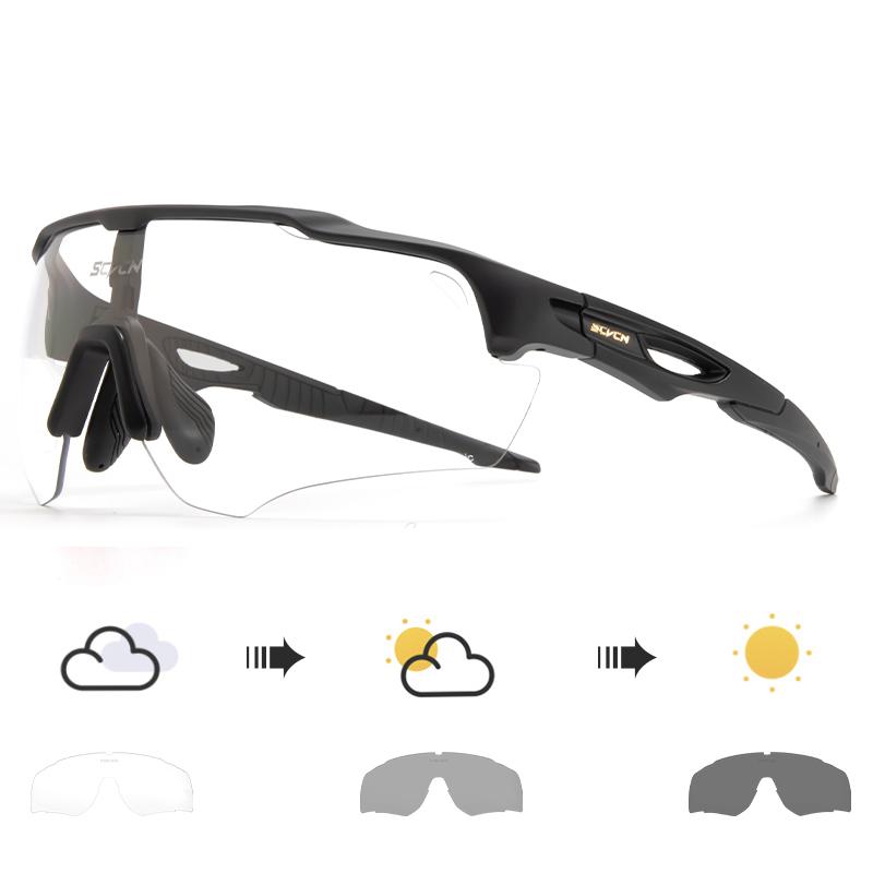 SCVCN Photochromic Cycling Sunglasses MTB Cycle Eyewear Men s Sunglasses Sports Running Bicycle Glasses UV400 Protection Goggles Photochromic 1lens