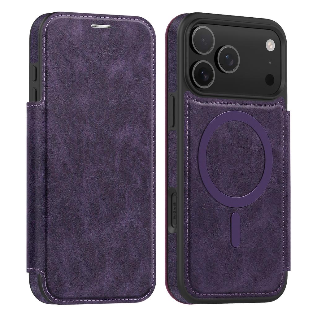 Applicable To IPhone17 ProMax Business Mobile Case Lingshield Magnetic Leather Case Apple 17 Card Protection Case