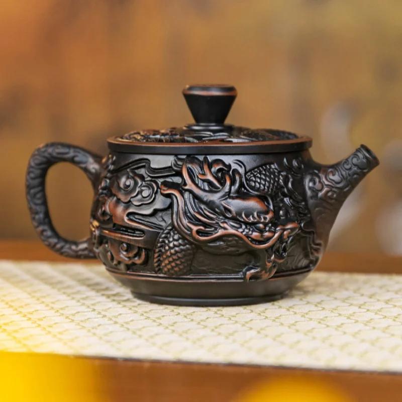

Фиолетовая керамика ретро резной чайник ручной работы чайник для чая кунг-фу одинарный китайский чайный сервиз пуэр исин