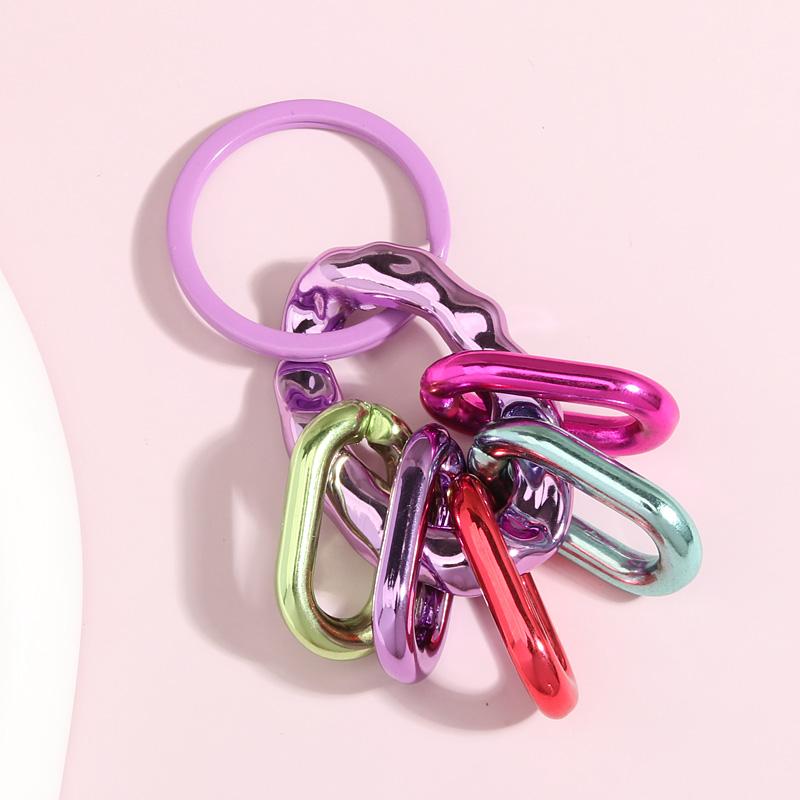 Colorful Acrylic Plastic Link Chain Keychain Creative Handmade Key Ring For Women Men Handbag Accessories DIY Friendship Gifts