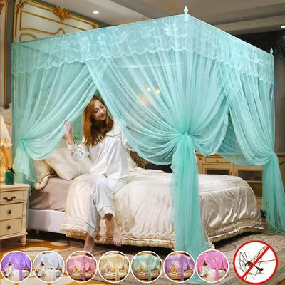 1.5/1.8m Bedroom Lace Pleated Mosquito Net Encrypted Mesh Square Bed Canopy No Frame Double Queen Size Beds Curtain Home Decor