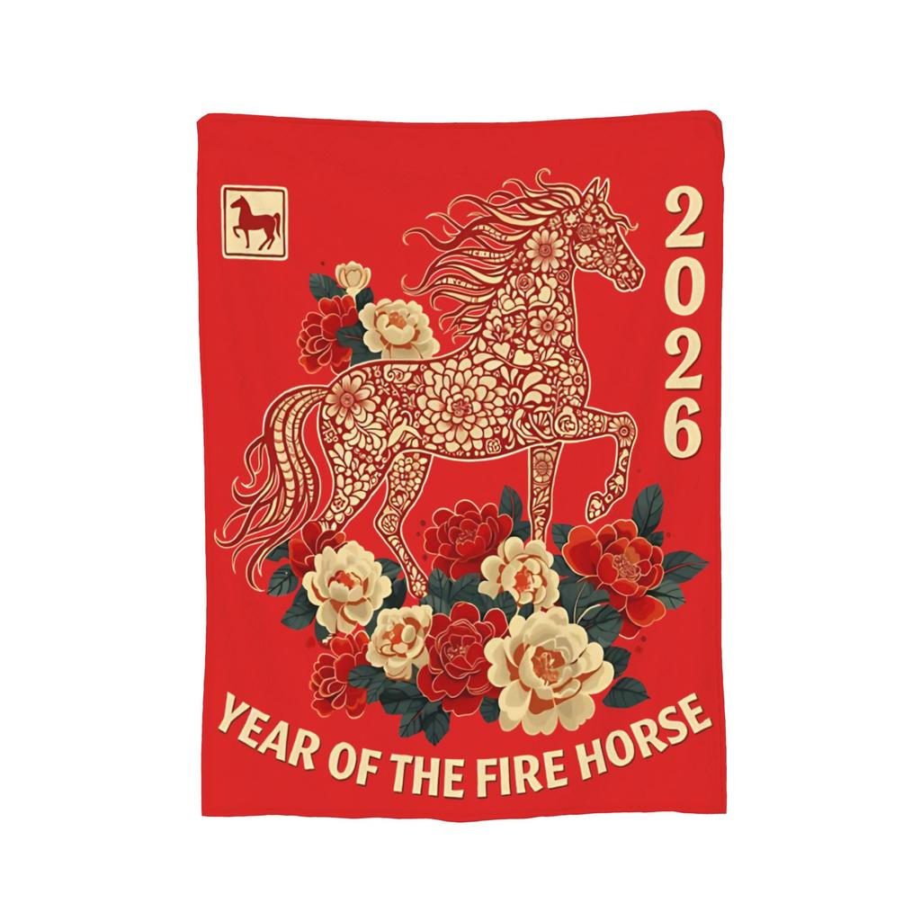 Chinese New Year Year of The Horse Flannel Blanket Awesome Throw Blanket for Sofa Bedding Lounge 200x150cm Quilt,