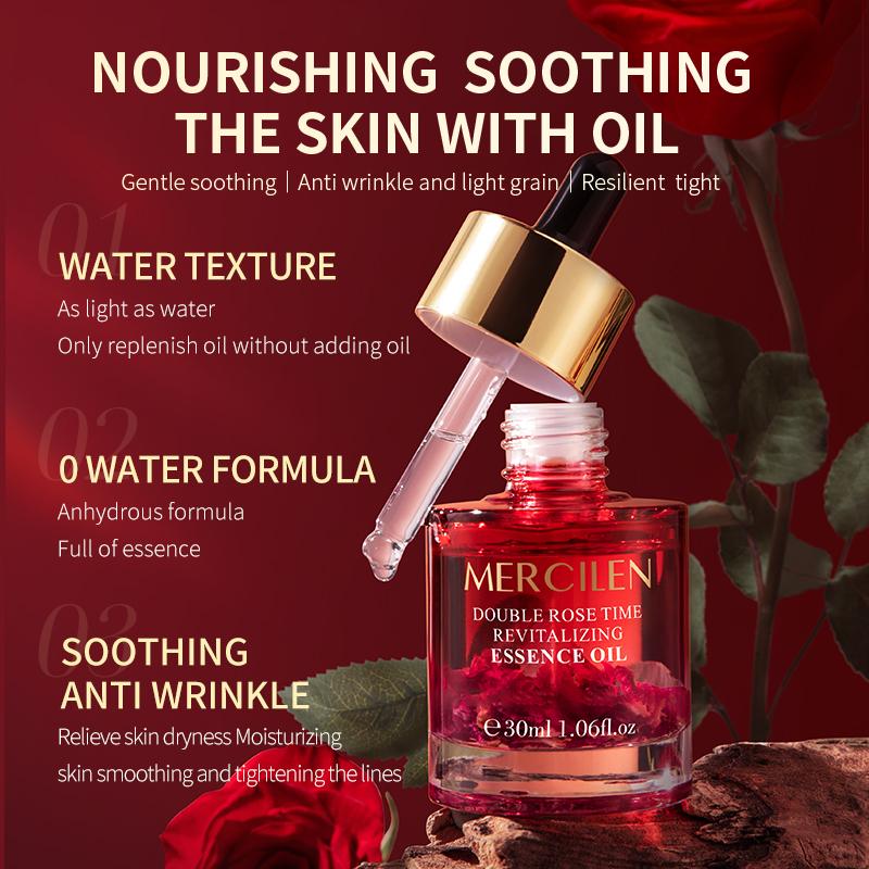 MERCILEN Double Rose Rejuvenating Essence Oil 30ml Moisturizing, Hydrating, Firming Skin Squalane Essential Oil