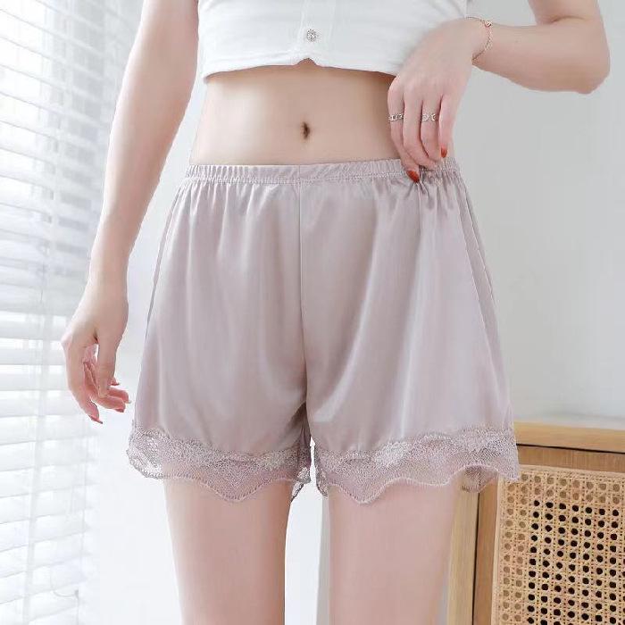 Taiwan Spot Safe Women's Anti-Exposure Summer Lace Satin Pants - Thin, Non-Curling, Loose-Fit for Outerwear.