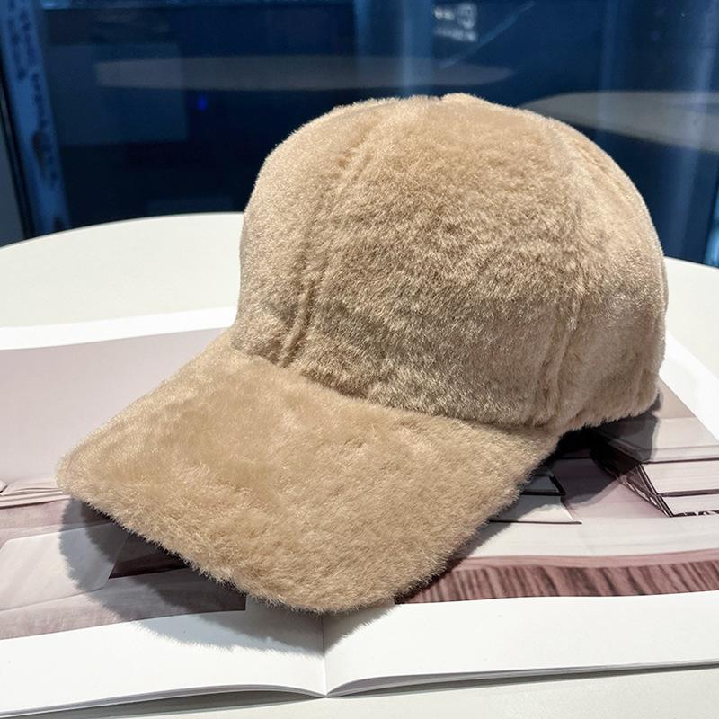 Winter warm plush baseball cap women's outdoor thickened solid color casual simple new student cap
