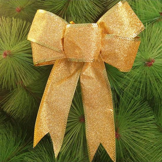 Frostet Skinnende Med Ståltråd Knyttet DIY Julebue Juletre Bånd Sløyfe Anheng Gaveeske Dekor Festartikler