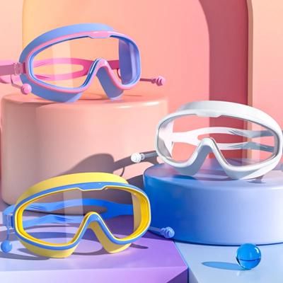 Children Candy Color Silicone Swimming Goggles Boys Girls Large Frame Water Resistant Anti-fog HD Clear Swimming Goggles