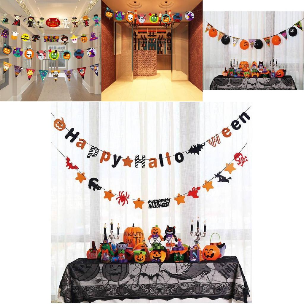 Colorful Halloween Party Decorations With Pumpkin Paper Banner For Festive Atmosphere