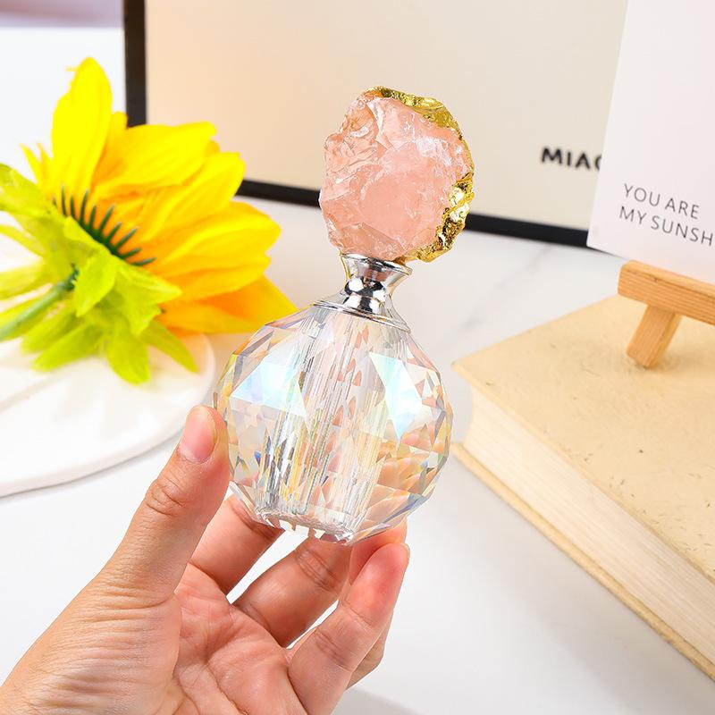 Creative Polygon Crystal Glass Perfume Bottle Amber Crystal Agate Perfume Bottle Luxury Home Decorative Jar Home Decor