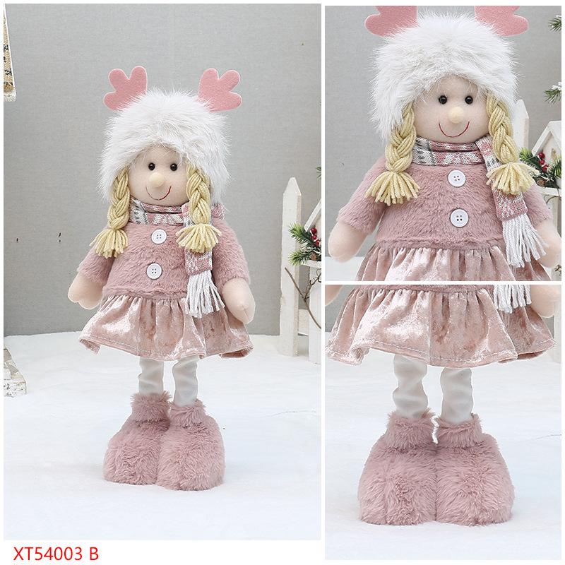 Pink Long Plush Boy and Girl Dolls for Christmas Decor