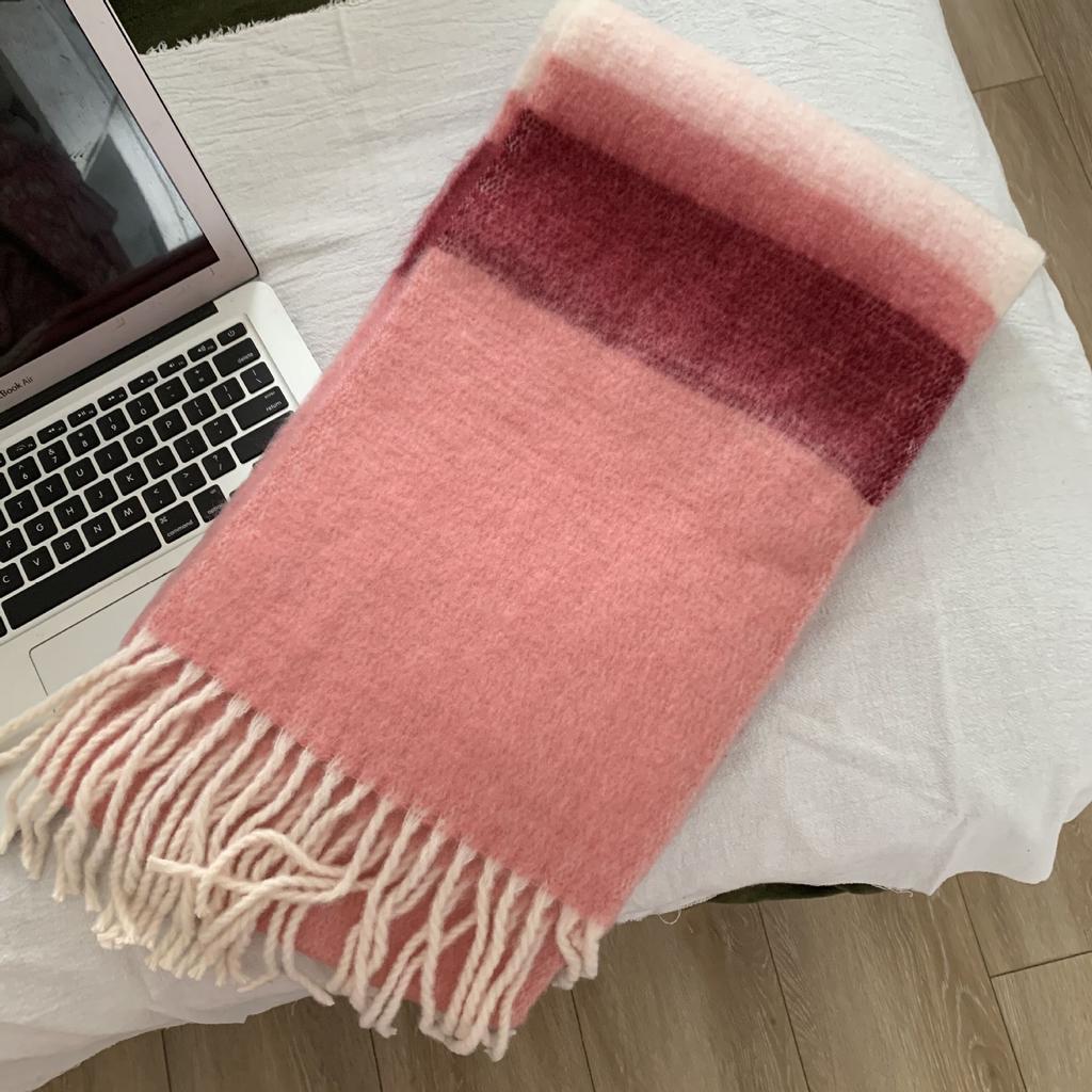 Dopamine imitation cashmere striped fringed high-end scarf women's autumn and winter warm thickened mohair scarf