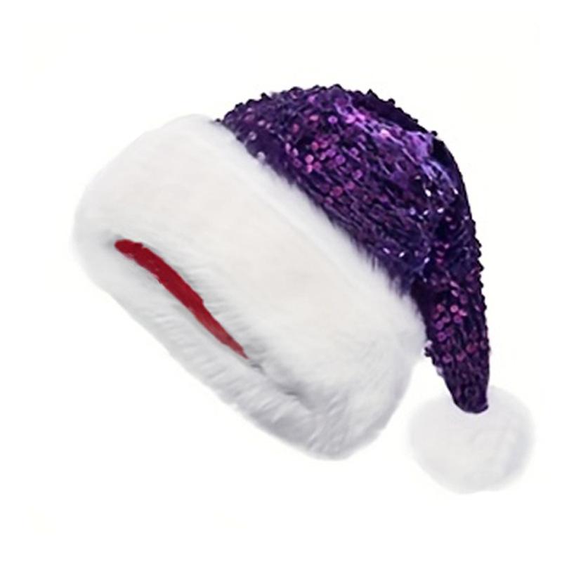 New Christmas Decorative Atmosphere Hat Double Sequined Hat Haipai Wool Hat Into Thickened Long Hair Hat Santa Claus Santa Hat