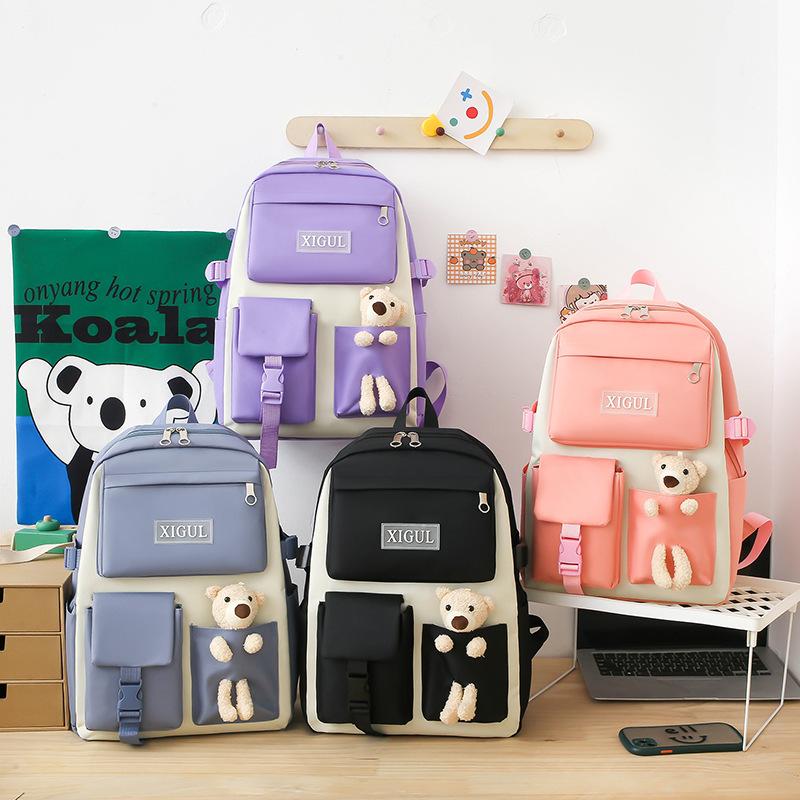 College style literary canvas large-capacity bag small and fresh junior high school student backpack