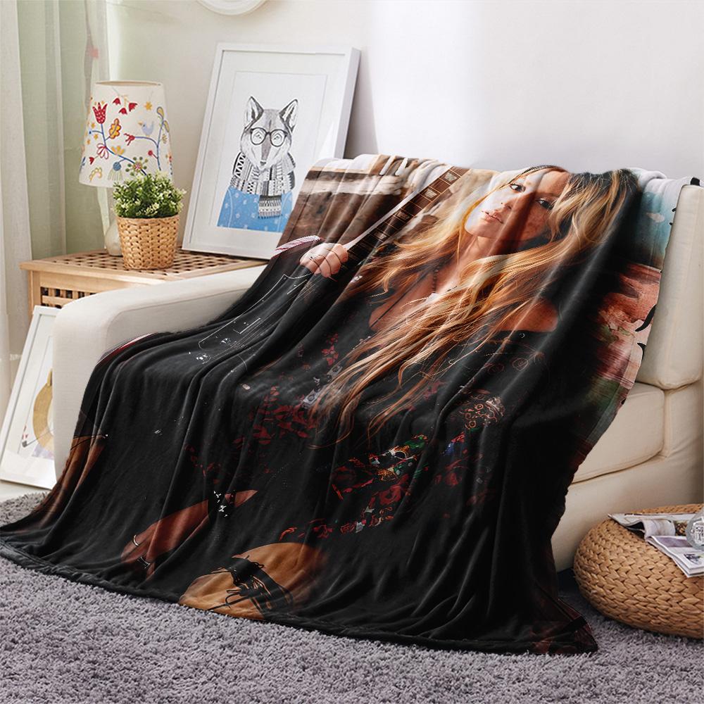 1PC Shakira Print Flannel Blanket, High quality Comfortable for All Seasons, Home Decor, Warmth and Comfort, Perfect for Christmas Gifts