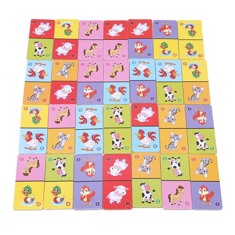 Children's Wooden Toys Board Game Domino Solitaire Early Learning Cognitive Educational Toys