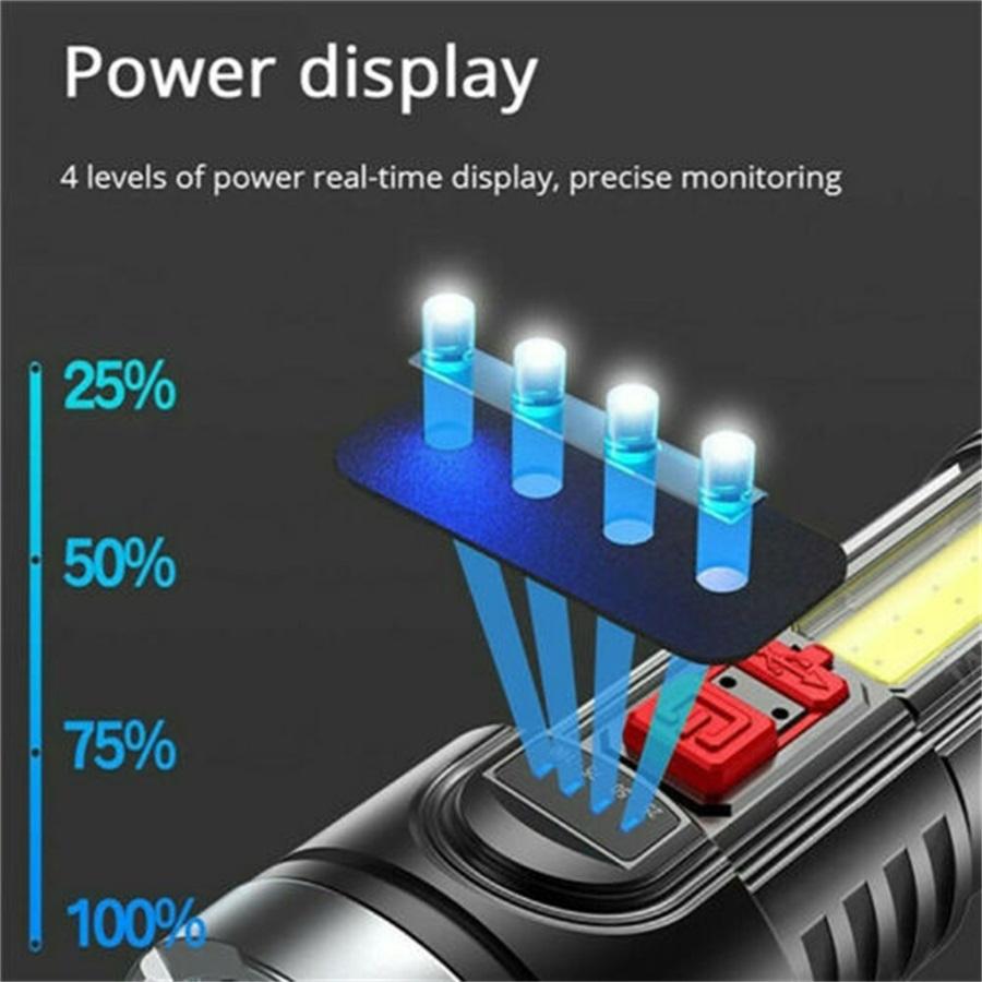 10000000LM USB Rechargeable LED Tactical Flashlight, 4 Light Modes