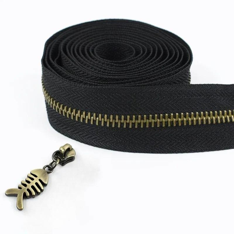 1/2/3/5M Meetee 5# Rollen-Metallreißverschlüsse mit Schiebern Tasche Schuhe Jacke Dekor Verschluss Reißverschluss nach Metern DIY Reparatur Nähzubehör