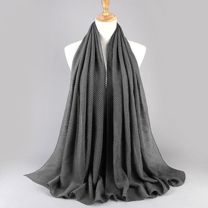 Women Plain Cotton Scarf Head Hijab Wrap Solid Full Cover-up Shawls Foulard Femme Headband Crinkle Muslim Hijabs Store 2024 NEW