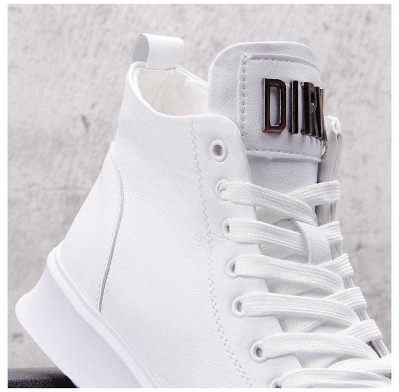 Trendy Men's 2024 White Hidden Heel High-Top Sneakers - Summer Casual Thick-Soled Martin Boots