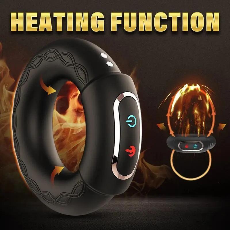 Penis Ring with Heating Semen Cock Ring Penis Enlargement Delayed Ejaculation Vibrating Sex Toys Vibrator for Men Couple Ring