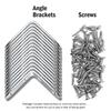 L Shaped Corner Brackets Stainless Steel Cabinet Connector Brackets Cabinet Support Frame for Particle Boards Tables Beds Chairs