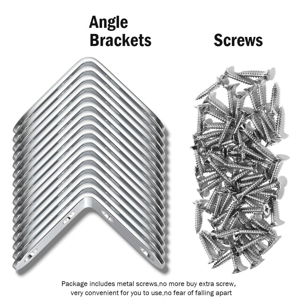 L Shaped Corner Brackets Stainless Steel Cabinet Connector Brackets Cabinet Support Frame for Particle Boards Tables Beds Chairs