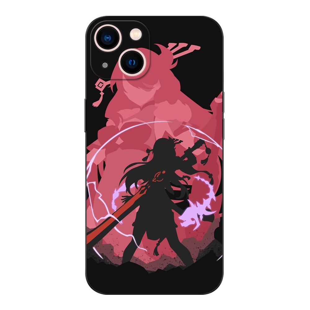 Schwarze TPU-Hülle für Samsung Galaxy S6 s7 s8 s9 plus Rückseite Genshin Impact Anime