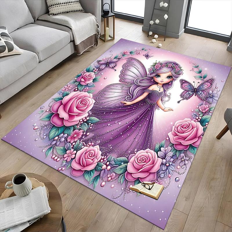 1PC Fairy Butterfly Extra Large Non-Slip Floor carpet, Office, family, bedroom, Studio - Large Area Rug Indoor Rugs, Vibrant Colors-A255