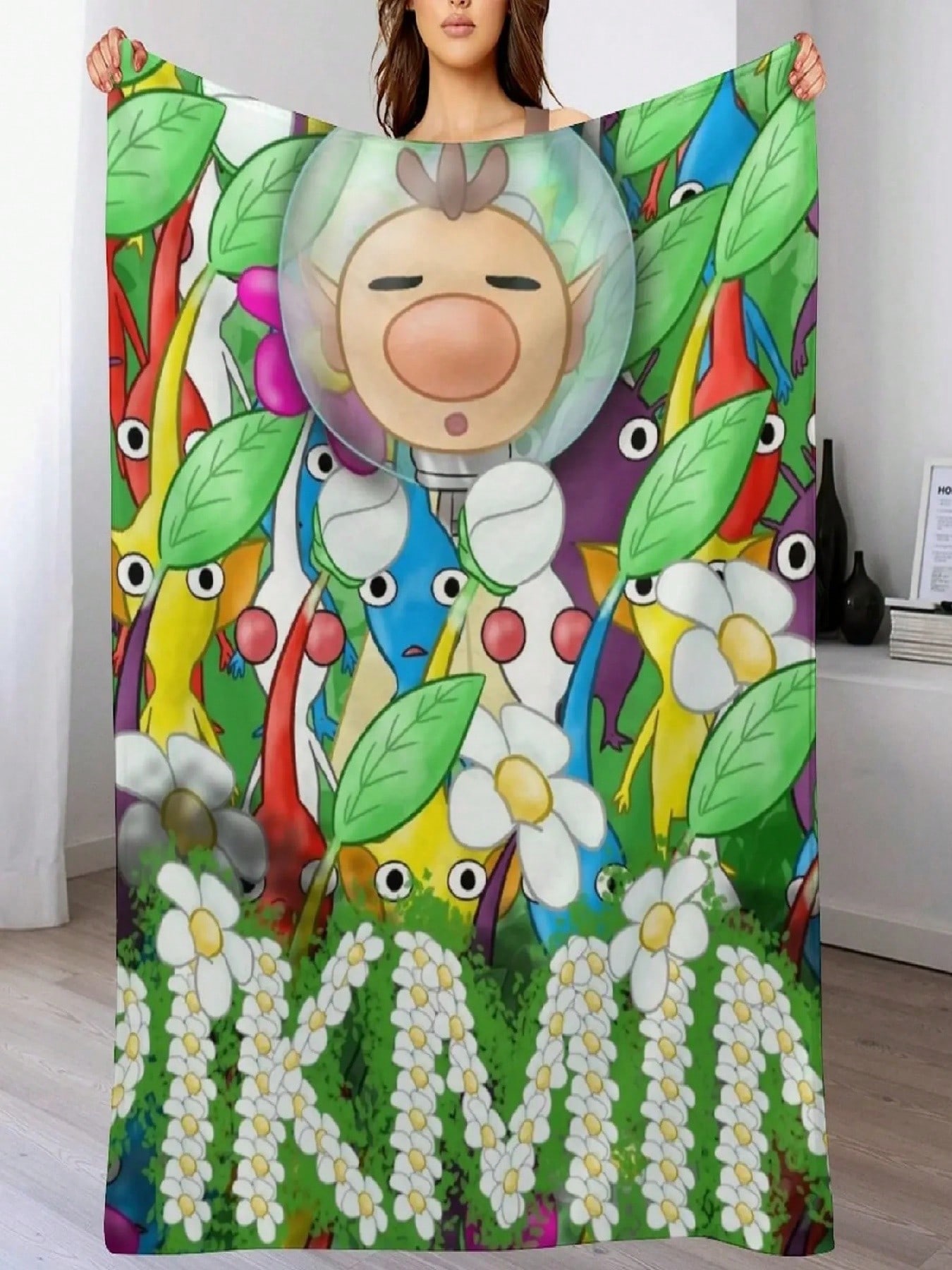 

PIKMIN - Crowded Olimar Throw Blanket Funny Gift Luxury Throw Manga Sleeping Bag Blankets 75X95CM серый
