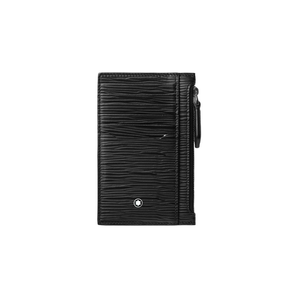 Montblanc Meisterstück 4810 Bark Print Zip Closure Leather Card Holder Men Accessories Black 130931