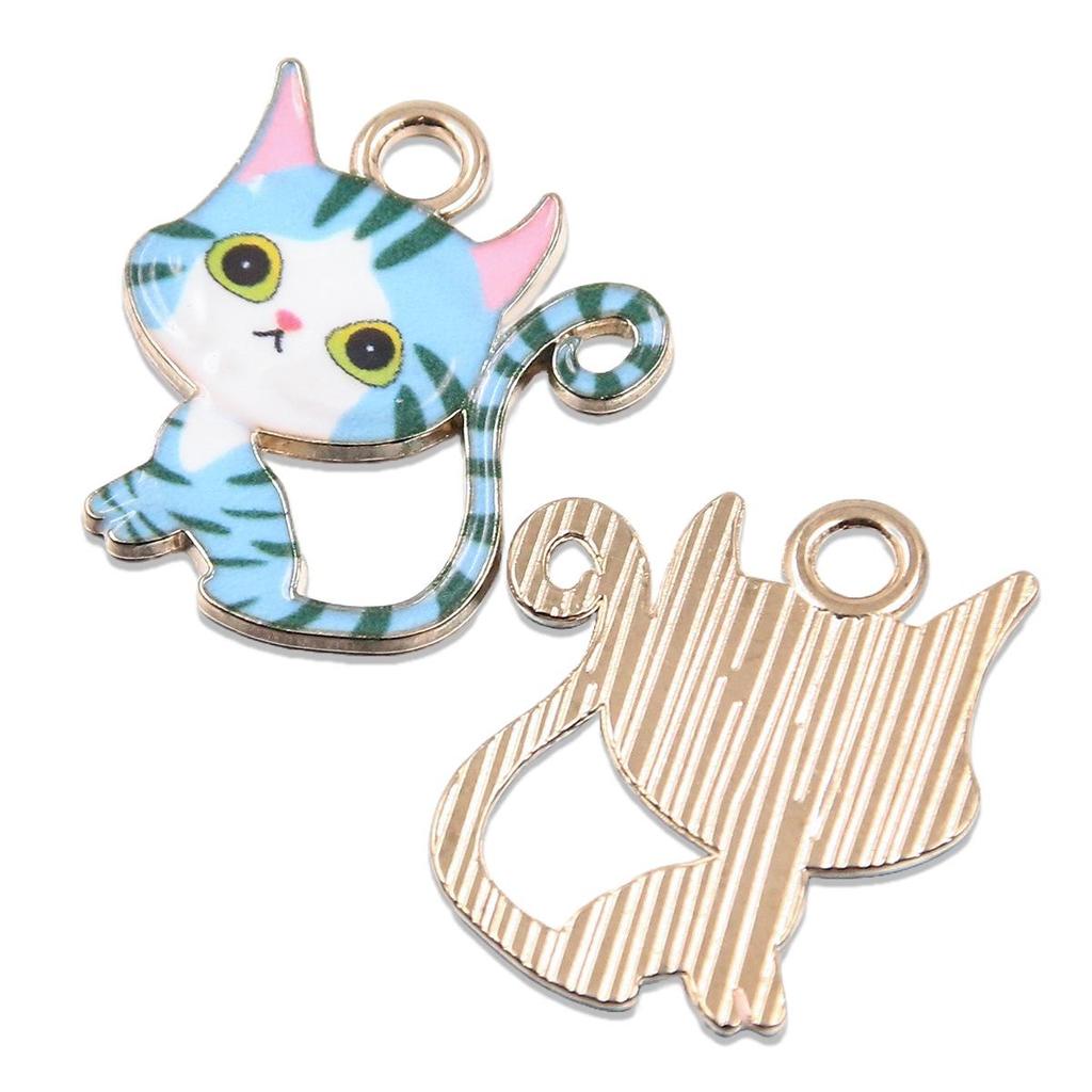 9-Color Creative Long-Tailed Cat Pendant (21x24mm, KC Gold) – Cute and Unique Ornament