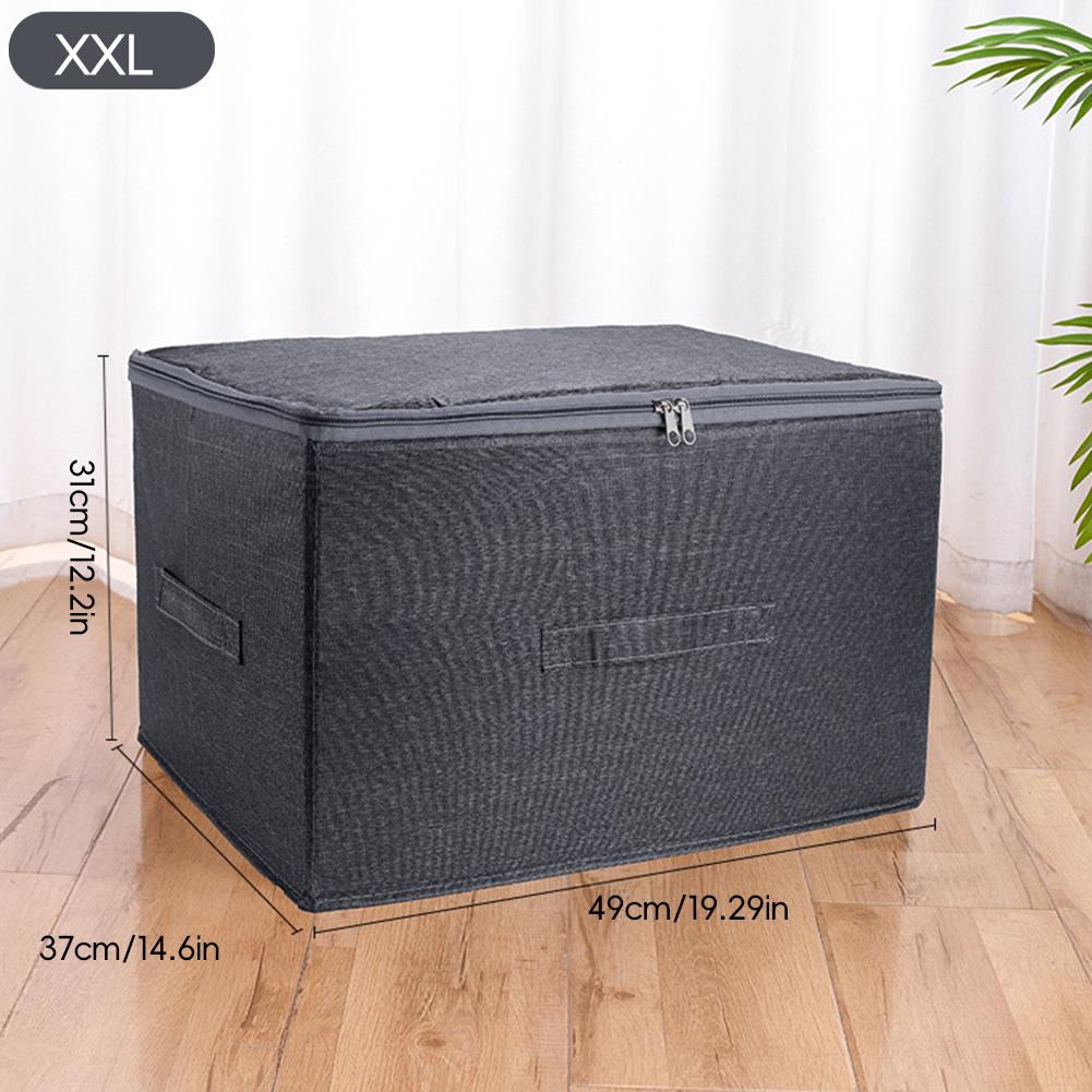 

Ящик для хранения из ткани Оксфорд с застежкой-молнией, пригодный для стирки, для хранения сезонной одежды и одеял, нижнего белья, для домашнего хранения, органайзер для гардероба XXL【49*37*31cm】