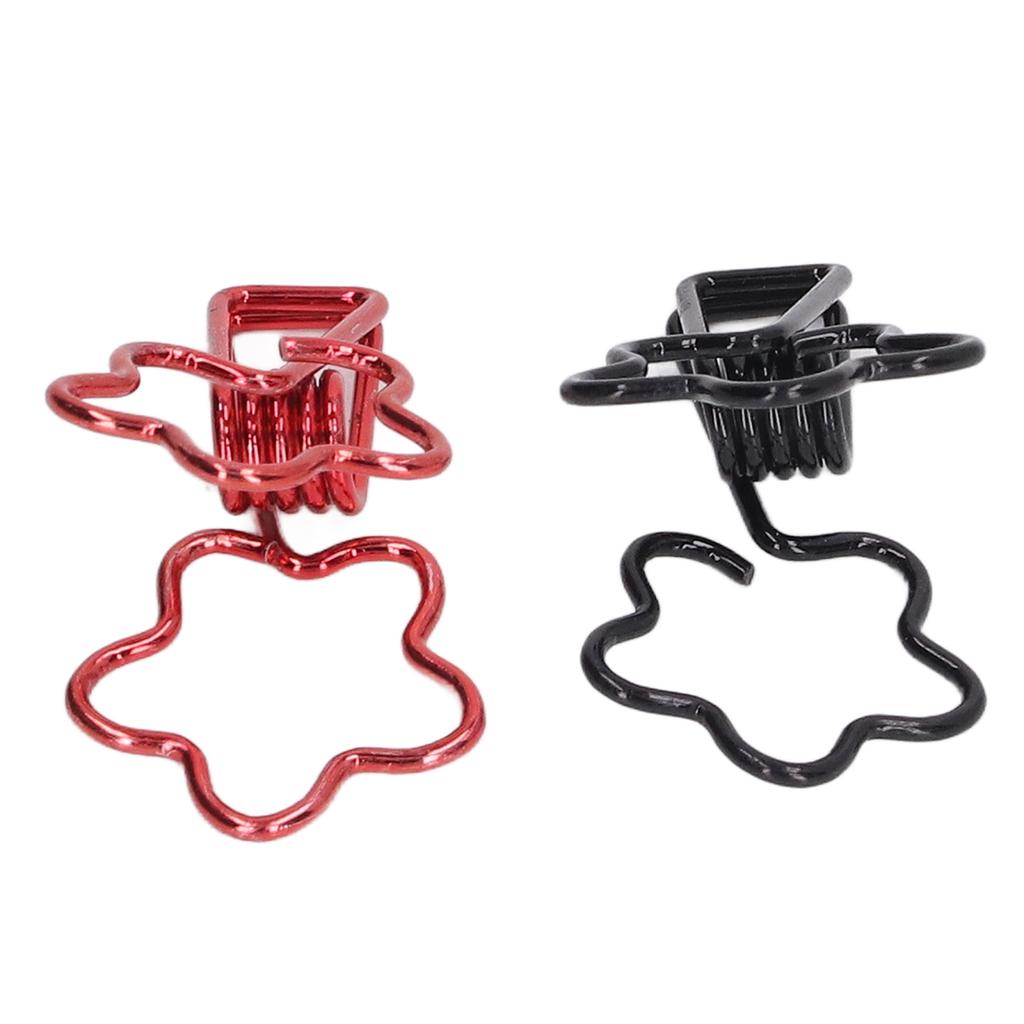 100pcs  Clips Black Red Cute Cartoon Flower Shape Metal Hollowed Long Tail Clips Office Paper
