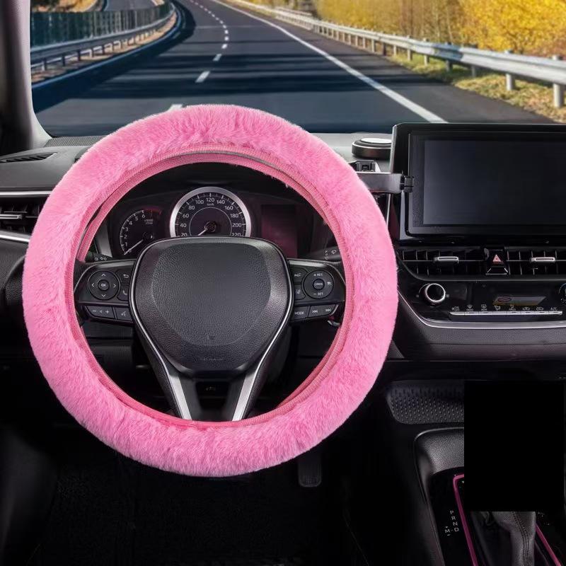 Modish Universal Car Accessory Charm Warm Long Soft Plush Car Steering Wheel Cover