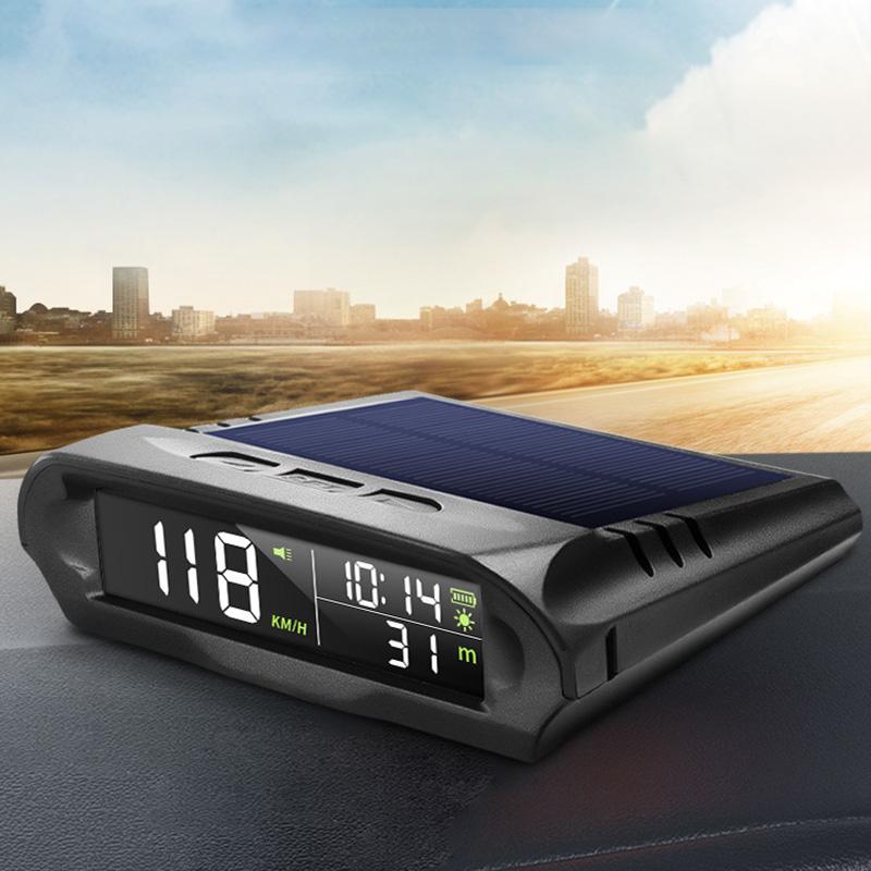 Auto GPS Speedometer With Solar Charging Head Up Display Car Smart Digital Alarm Reminder Meter Electronics Accessories
