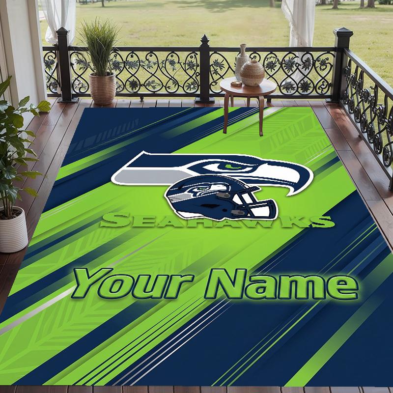 Custom Text Printed Rug Seattle Seahawks Non Slip Floor Carpet For Home Room Decor