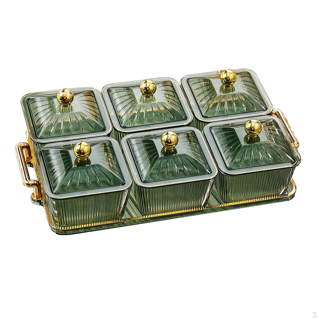 Divided Serving Dishes 6 Removable Bowl Appetizer Condiment Server Food Storage Organizer