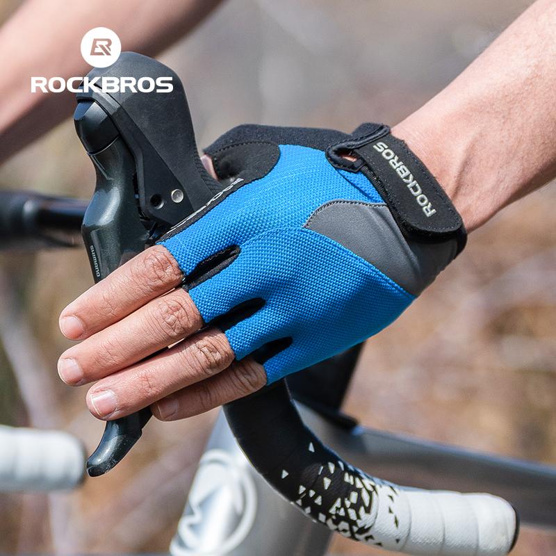 RockBros Bike Gloves Non-Slip Breathable Mtb Mens Women's Summer Bicycle Cycling Gel Pad Short Half Finger Sport Gloves ciclismo