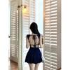 Pure Desire Backless Straps Slim Suspender Dress Women's Summer Small Hot Girl Slim U-neck Pleated A-word Skirt
