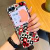 Geometric Cloth Texture Case For Samsung Galaxy Z FlIP 7 FE 6 5 Plating PC+PU Leather Hybrid Folding Cover For Samsung Z Flip7 Flip6 Flip5