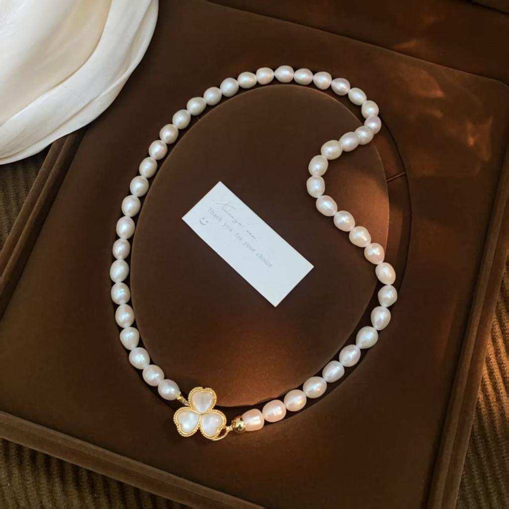 New Style Trendy Lucky Flower Natural Freshwater Pearl 14K Gold Filled Ladies Choker Necklace Christmas Gifts No Fade